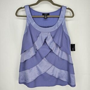 Alfani Women's‎ Purple Layered Scalloped Sleeveless Blouse Top Size Small
